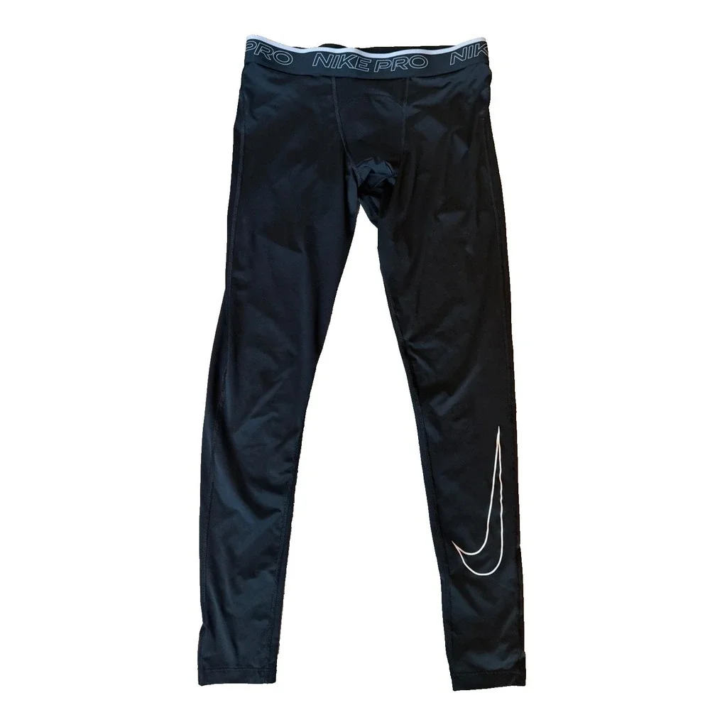 Nike Pro Dri-FIT Compression Tights Mens L Black Athletic Pants Swoosh